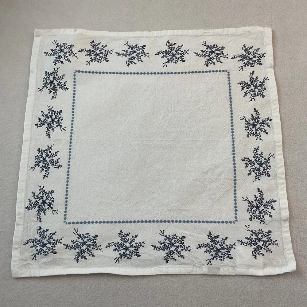 My Texas House Blue Floral White Cotton Napkins Set of 10 Square